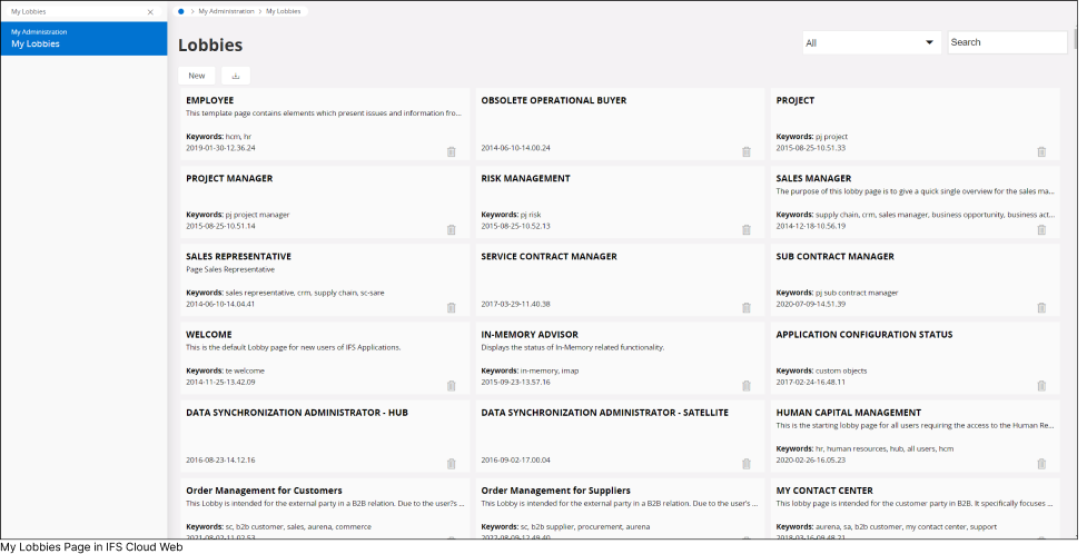 My Lobbies Page