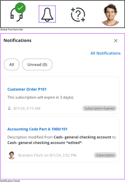 Accessing Notifications Panel