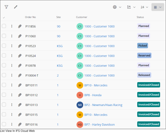 List View Settings
